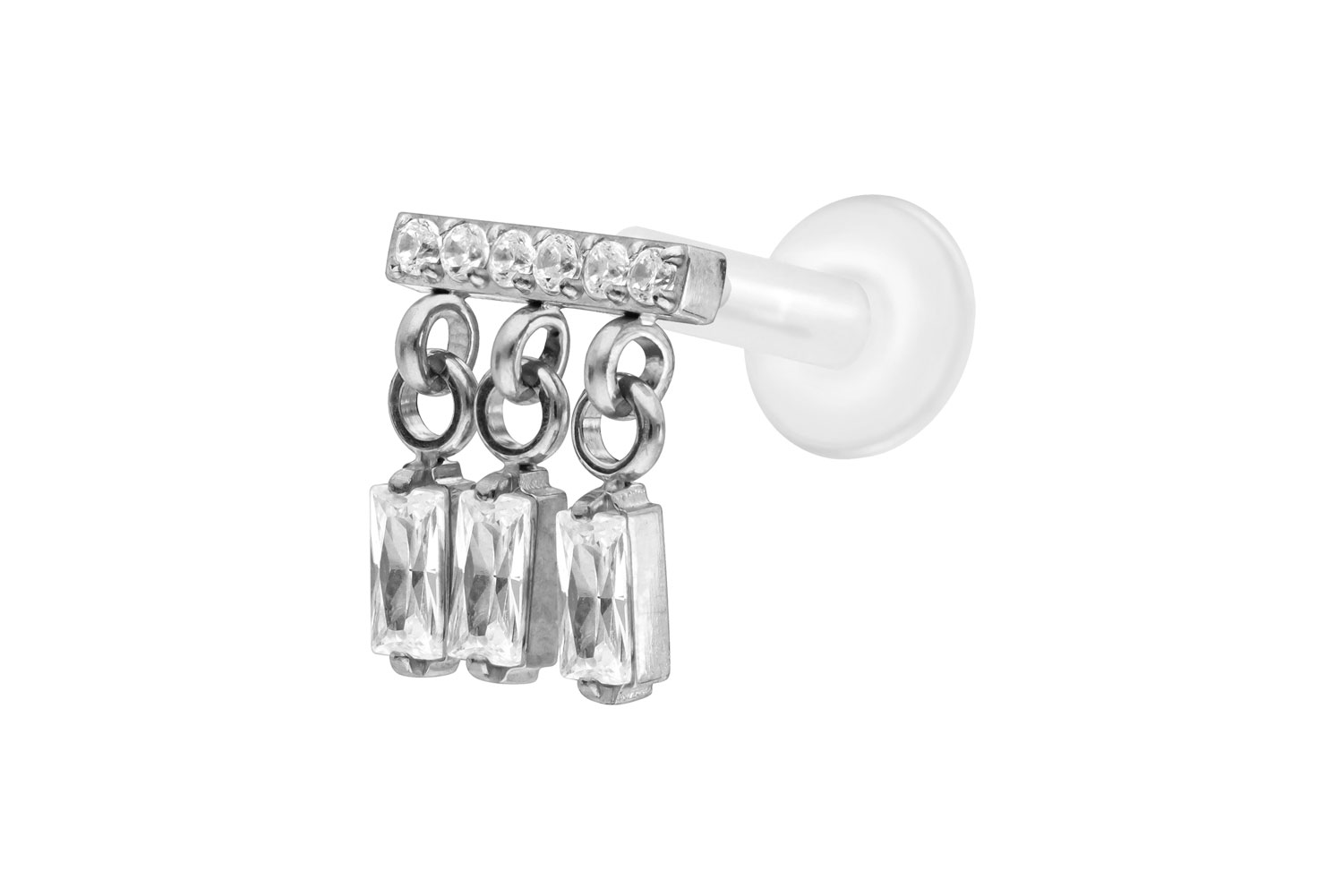 PTFE Labret Piercing mit Innengewinde + Titan-Aufsatz WINDSPIEL